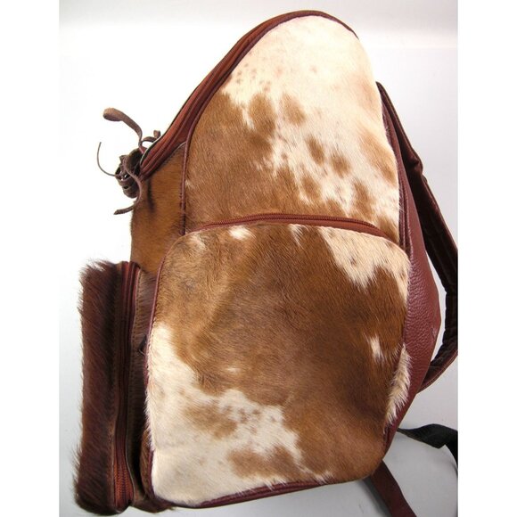 Luxury Real Cowhide Backpack for Women & Men – Hair-On Leather Cow Diaper Bag - Picture 3 of 7